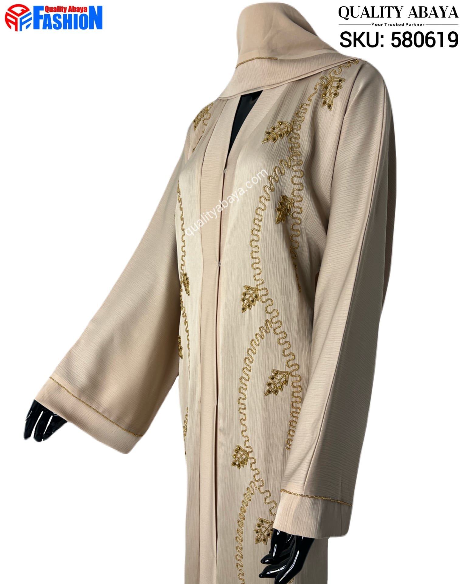 580619 -min Zoom Fabric new handicraft Dubai Arabian Abaya Design sku: 580619 - Image 1
