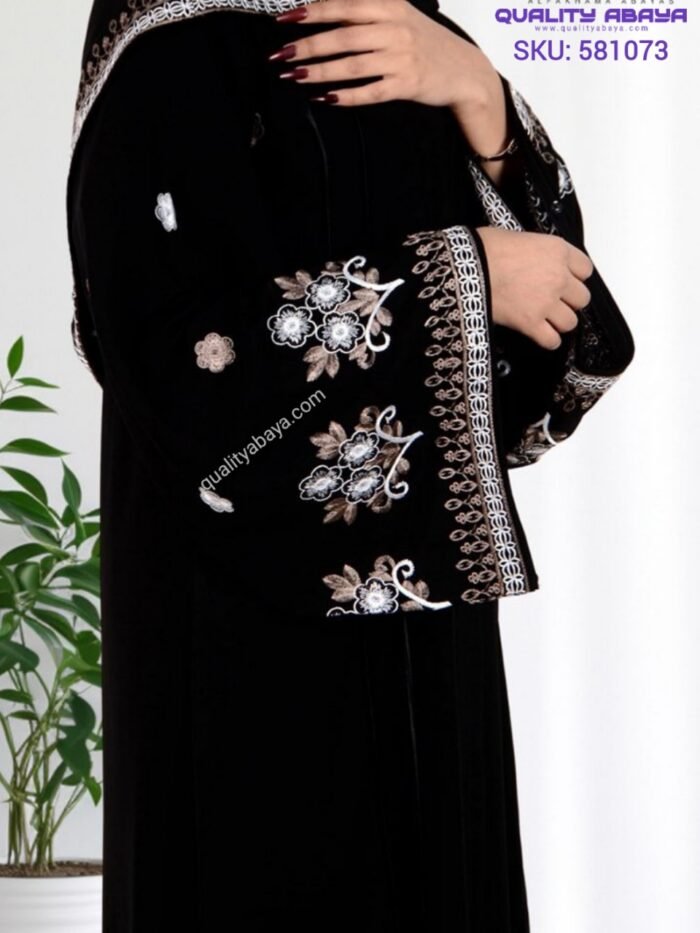 Nida fabric tranding simple Only hand embroidery wholesale abaya design factory prices - Image 1