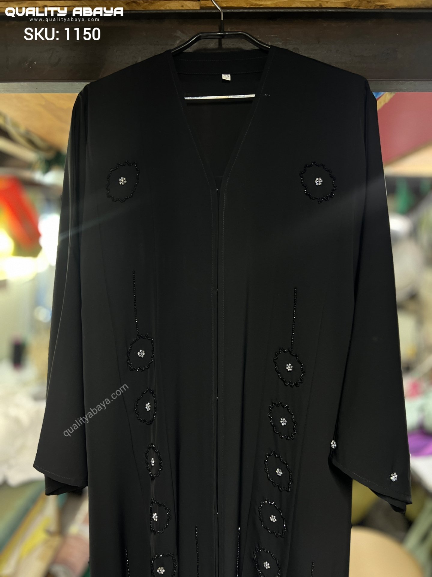 Premium Korean Nida Fabric Black Handicraft Abayas – Bulk Orders for Wholesalers 1150 Premium Korean Nida Fabric Black Handicraft Abayas – Bulk Orders for Wholesalers