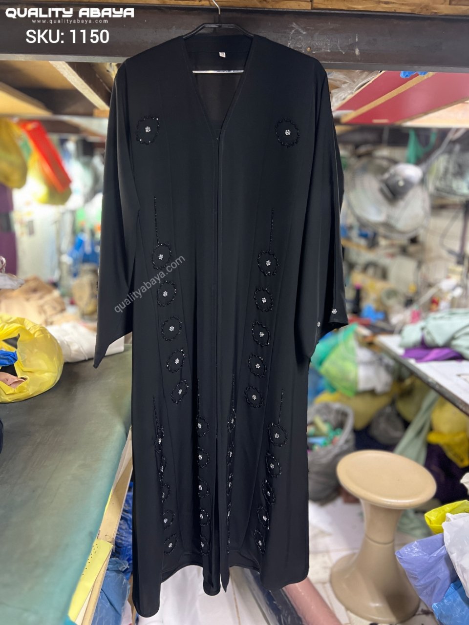 Premium Korean Nida Fabric Black Handicraft Abayas – Bulk Orders for Wholesalers 1150 Premium Korean Nida Fabric Black Handicraft Abayas – Bulk Orders for Wholesalers