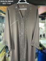 Wholesale Dubai Abaya Collection – Premium Anti Crepe Stonework Abaya at Factory Prices 1109