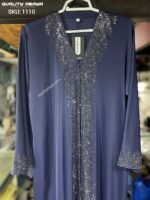 Wholesale Dubai Abaya design – Dusty Blue color stonework abaya at factory prices