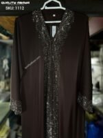 Wholesale Dubai Abaya design – Chocolate Brown color Anti crap fabric stonework abaya at factory prices