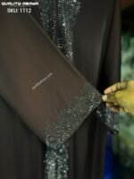 Wholesale Dubai Abaya design – Chocolate Brown color Anti crap fabric stonework abaya at factory prices - Image 2