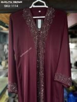 Wholesale Dubai Abaya design – Meroon color Anti crap fabric stonework abaya at factory prices