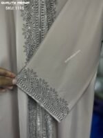 Wholesale Dubai Abaya design – Dark Beige color stonework abaya at factory prices - Image 3