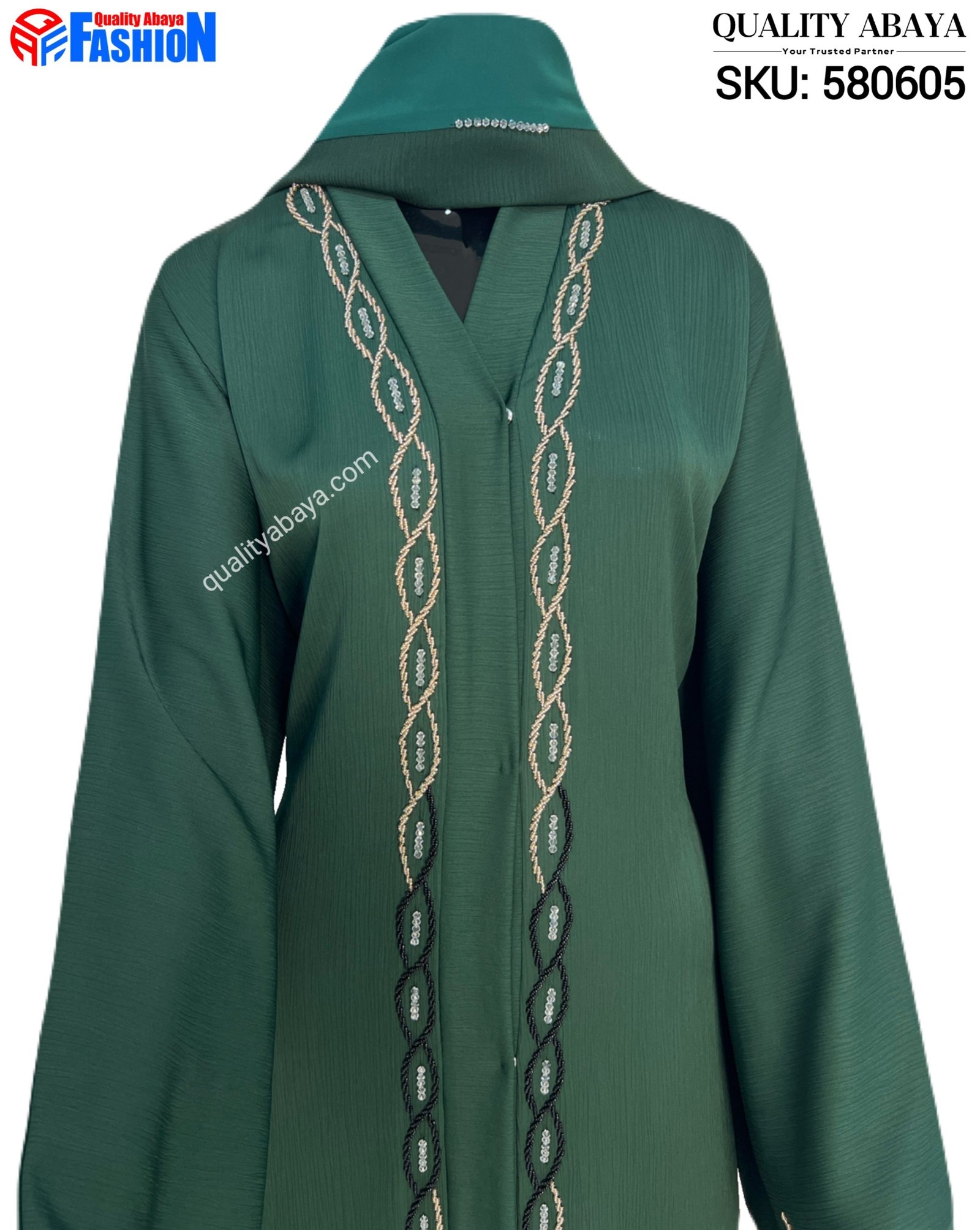 580605 Zoom Fabric Luxury handicraft Abaya collection sku: 580605 - Image 1