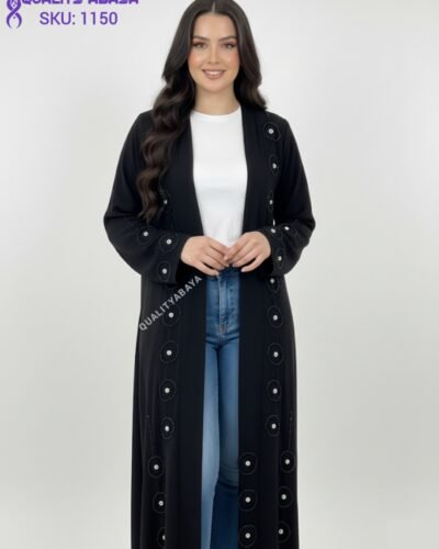 Premium Korean Nida Fabric Black Handicraft Abayas – Bulk Orders for Wholesalers