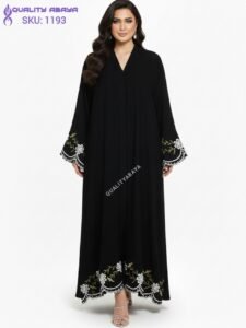 Floral Embroidery Open Abaya – Wholesale Dubai Abaya Collection