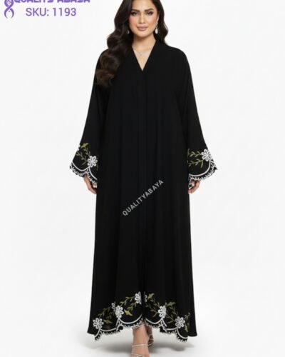 Floral Embroidery Open Abaya – Wholesale Dubai Abaya Collection