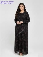 Floral Print Full Stonework Abaya – Wholesale Dubai Abaya Collection