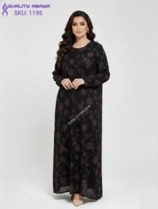 Floral Print Full Stonework Abaya – Wholesale Dubai Abaya Collection