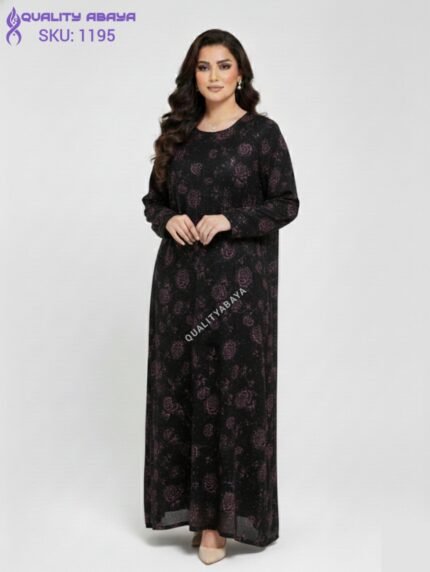 Floral Print Full Stonework Abaya – Wholesale Dubai Abaya Collection