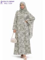 Wholesale Printed Cape Style Abaya with Matching Hijab – Modest Dubai Abaya Design