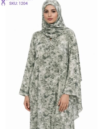 Wholesale Printed Cape Style Abaya with Matching Hijab – Modest Dubai Abaya Design