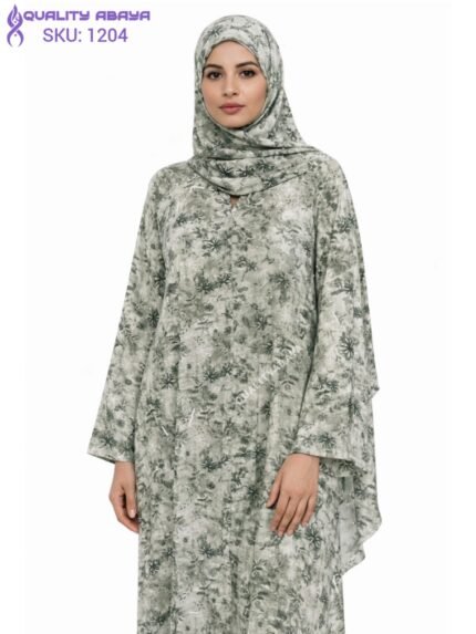 Wholesale Printed Cape Style Abaya with Matching Hijab – Modest Dubai Abaya Design