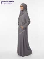 Mint Green Pocket Abaya- Minimalist Islamic Prayer Dress & Matching Hijab Set