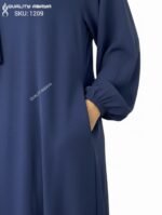 Wholesale Plain Navy Blue Abaya with Side Pocket – Minimal Modest Dubai Abaya Design