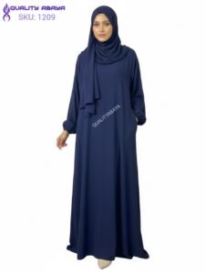 Wholesale Plain Navy Blue Abaya with Side Pocket – Minimal Modest Dubai Abaya Design
