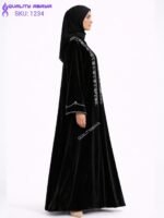 Handcrafted Black Velvet Abaya – Dubai Modest Wear Collection