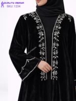 Handcrafted Black Velvet Abaya – Dubai Modest Wear Collection