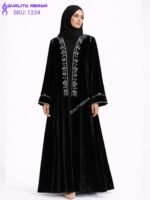 Handcrafted Black Velvet Abaya – Dubai Modest Wear Collection