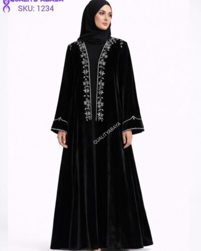 Handcrafted Black Velvet Abaya – Dubai Modest Wear Collection
