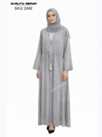 Gray color Stonework Abaya – Elegant Dubai Modest Wear for