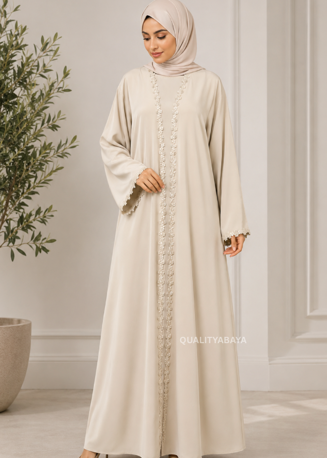 Elegant Arabic Style Open Abaya – Luxury Dubai Fashion1256 - 2 Elegant Arabic Style Open Abaya – Luxury Dubai Fashion
