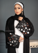 Floral Hand Embroidered Dubai Abaya – lace work Modest Wear