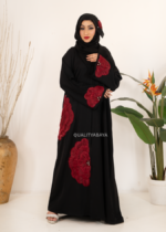 Arabic Style Abaya – Red Flower Handicraft Modest Abaya